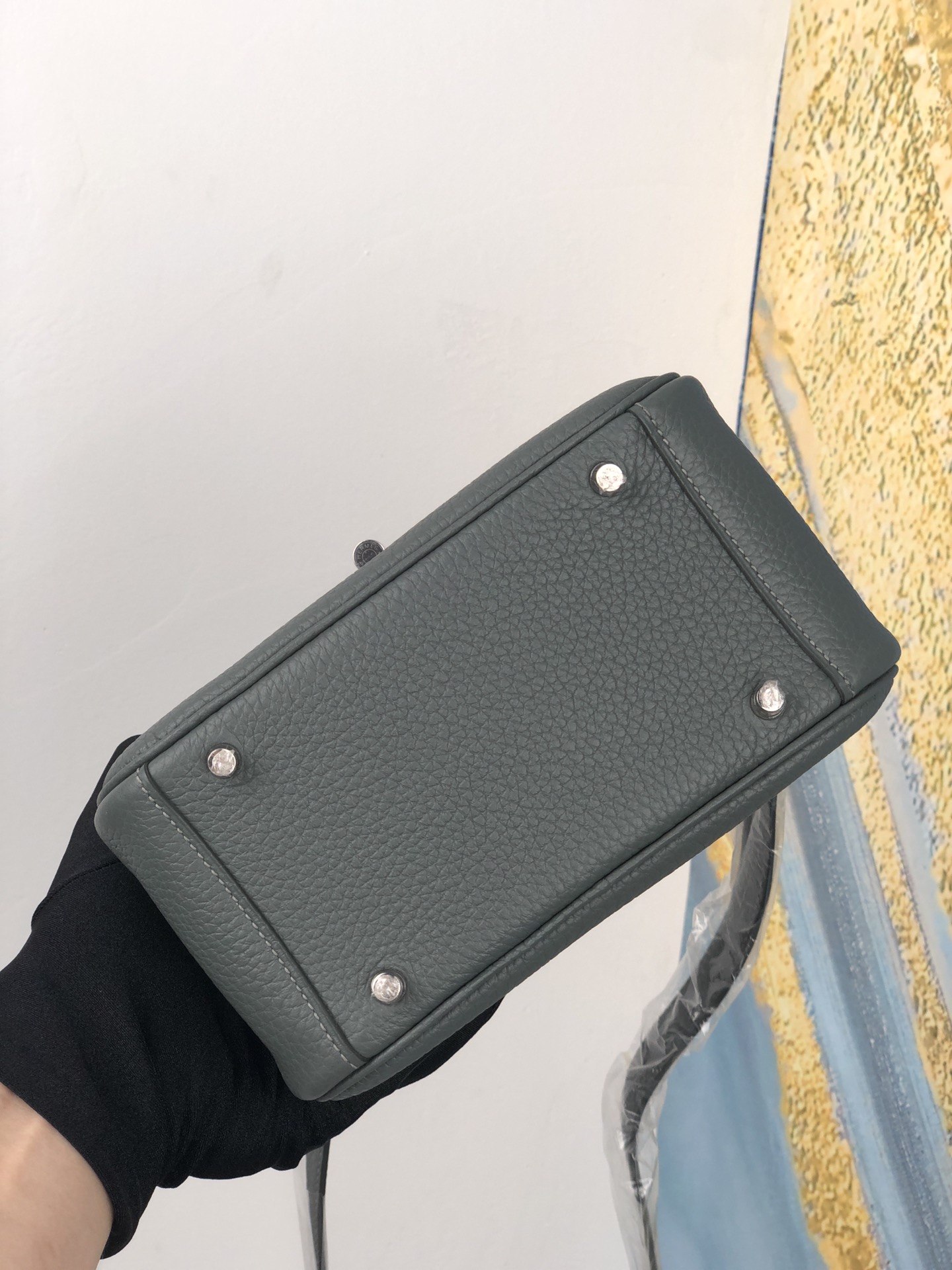 에르메스 미니 린디백 그리스메이어 은장 끌레망스 가죽